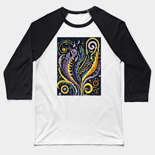 Abstract Colorful Swirl Flowers Baseball T-Shirt
